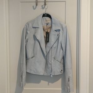 River Island Light Blue Faux Leather Jacket